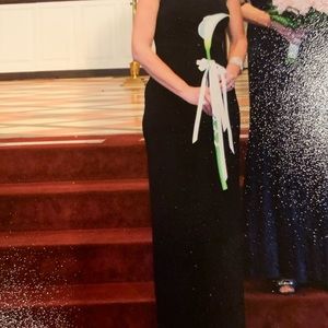 Elegant long black Ralph Lauren dress.